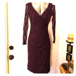 Purple lace sleeve dress